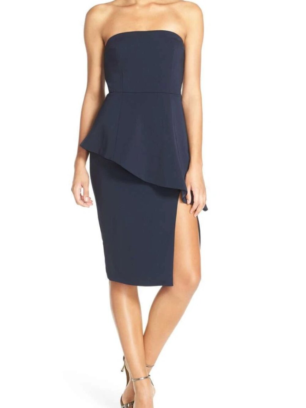 JAY GODFREY Navy 'Angie' Peplum Strapless Dress Size 0 NWT $370